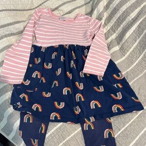 Hanna Andersson Pink and White Striped rainbows dress